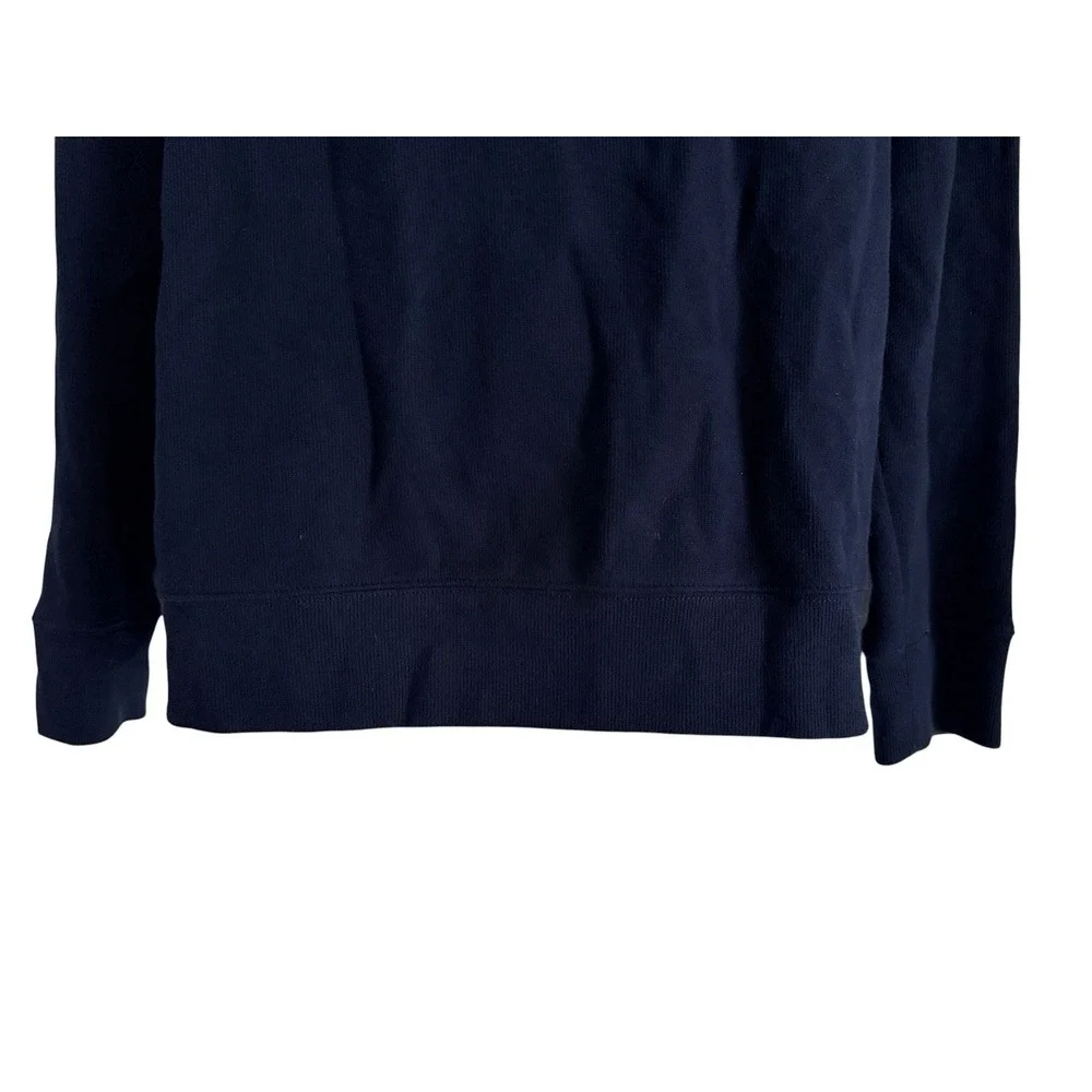 Lands End Men's L Fair Isle Nordic Quarter Zip Sweater Navy 100% Cotton 42-44